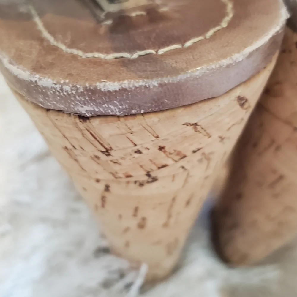 MIU MIU  leather sandal cork platform.  Sz10